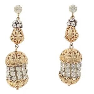 1960s Castlecliff Rhinestone Earrings. Marked.